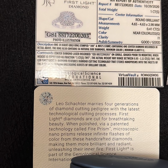 The Leo First Light bridal set is a Certified Diamond. - Picture 2 of 3